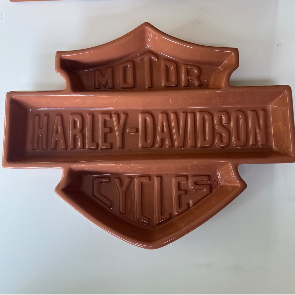Harley Davidson Bar & Shield Snack Tray Terra Cotta Orange Vintage 99843-00Z EX